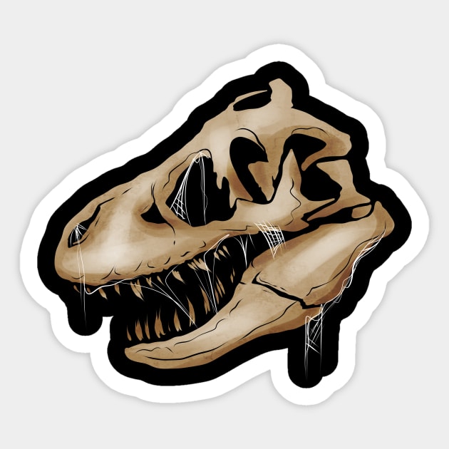 T-Rex Tyrannosaurus Rex Skull With Spider Web On Halloween Sticker by SinBle
